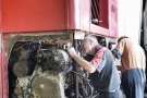 The Red Bus being worked on at Westrans Services