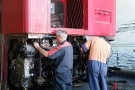 The Red Bus being worked on at Westrans Services